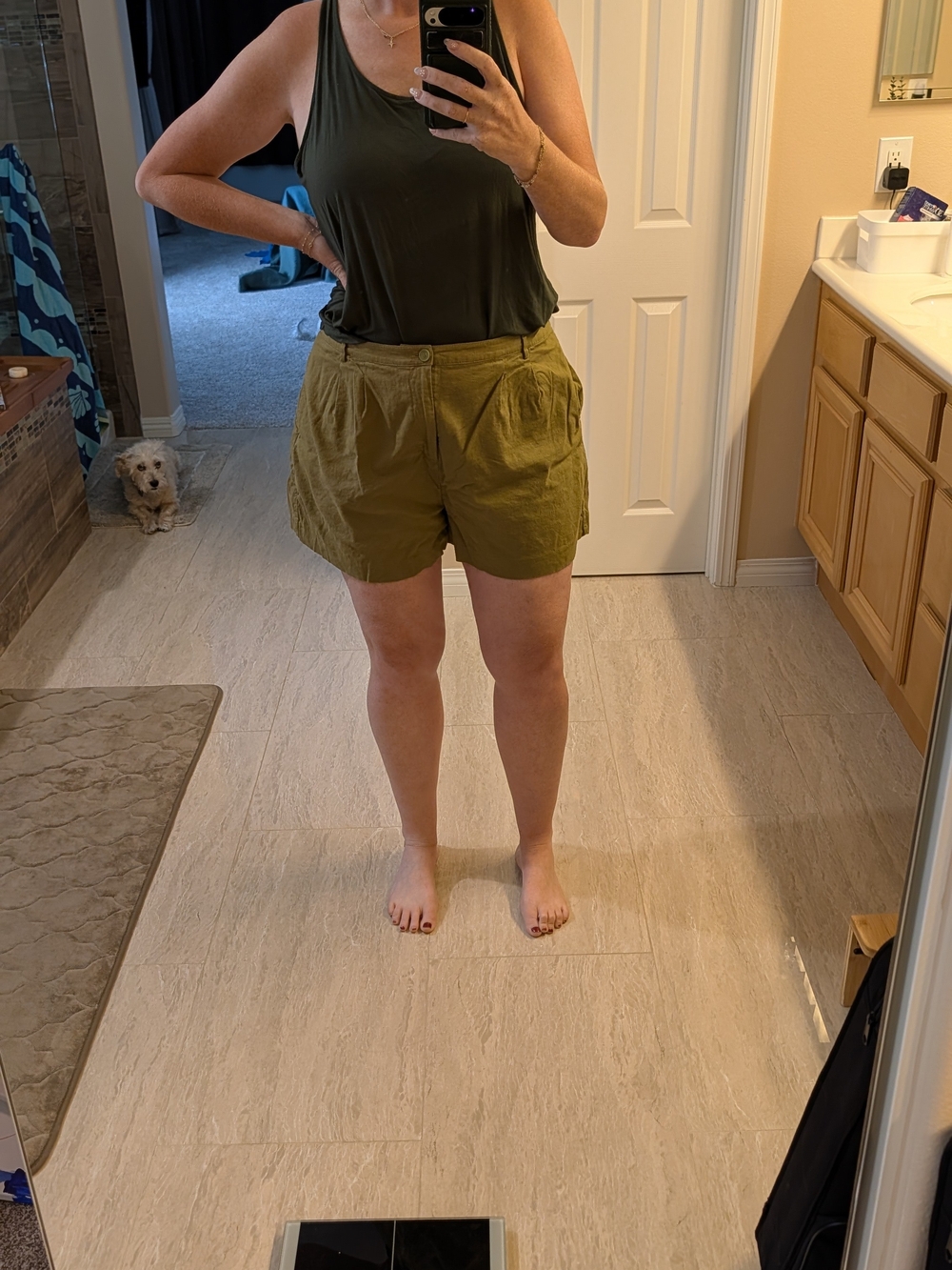 Olive Green Women’s Casual Drawstring Shorts